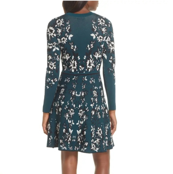 Eliza J Floral Long Sleeve Fit&Flare Sweater Dress - Picture 3 of 4